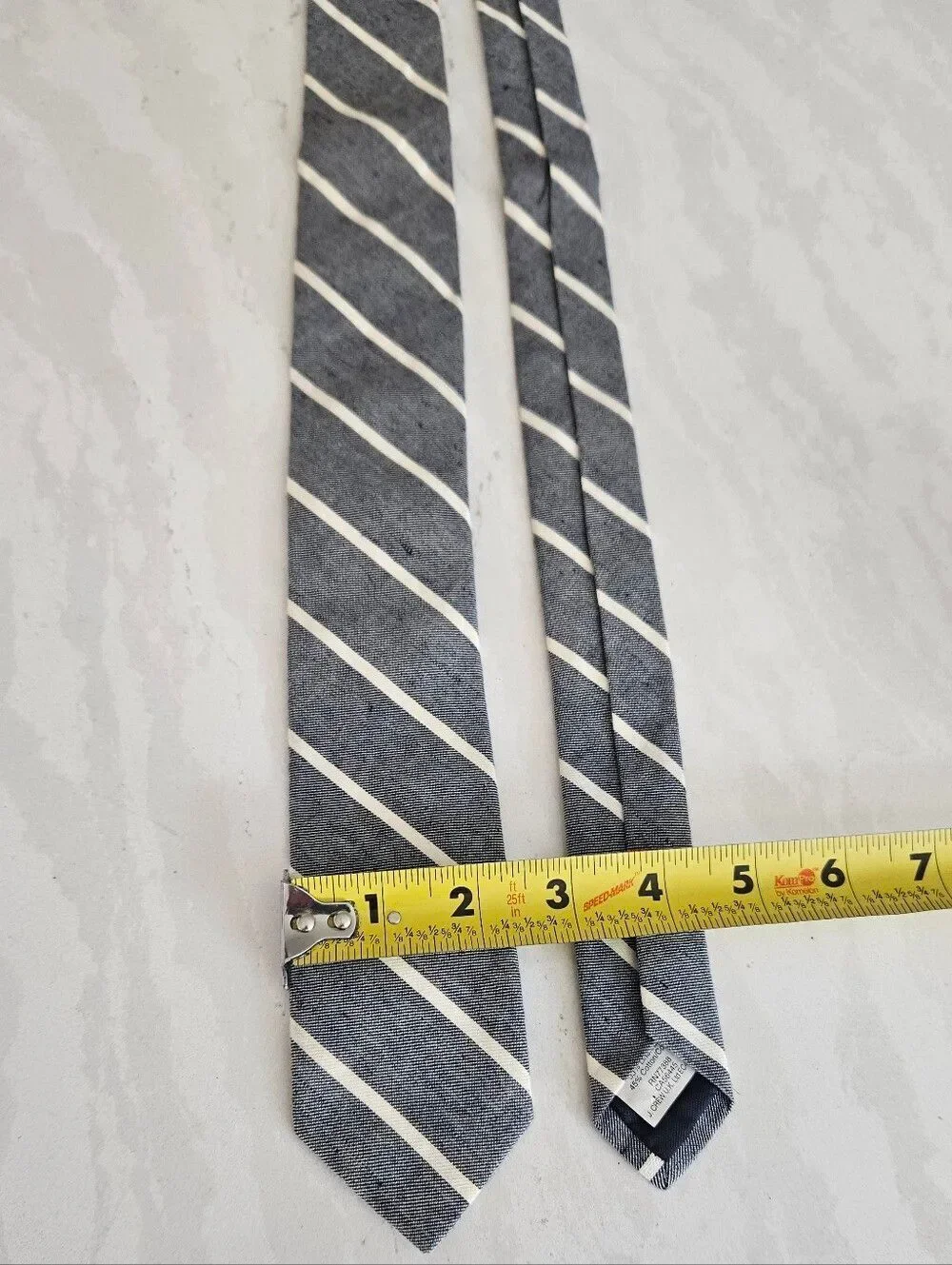 J. Crew Navy Blue Tie with White Diagonal Stripes